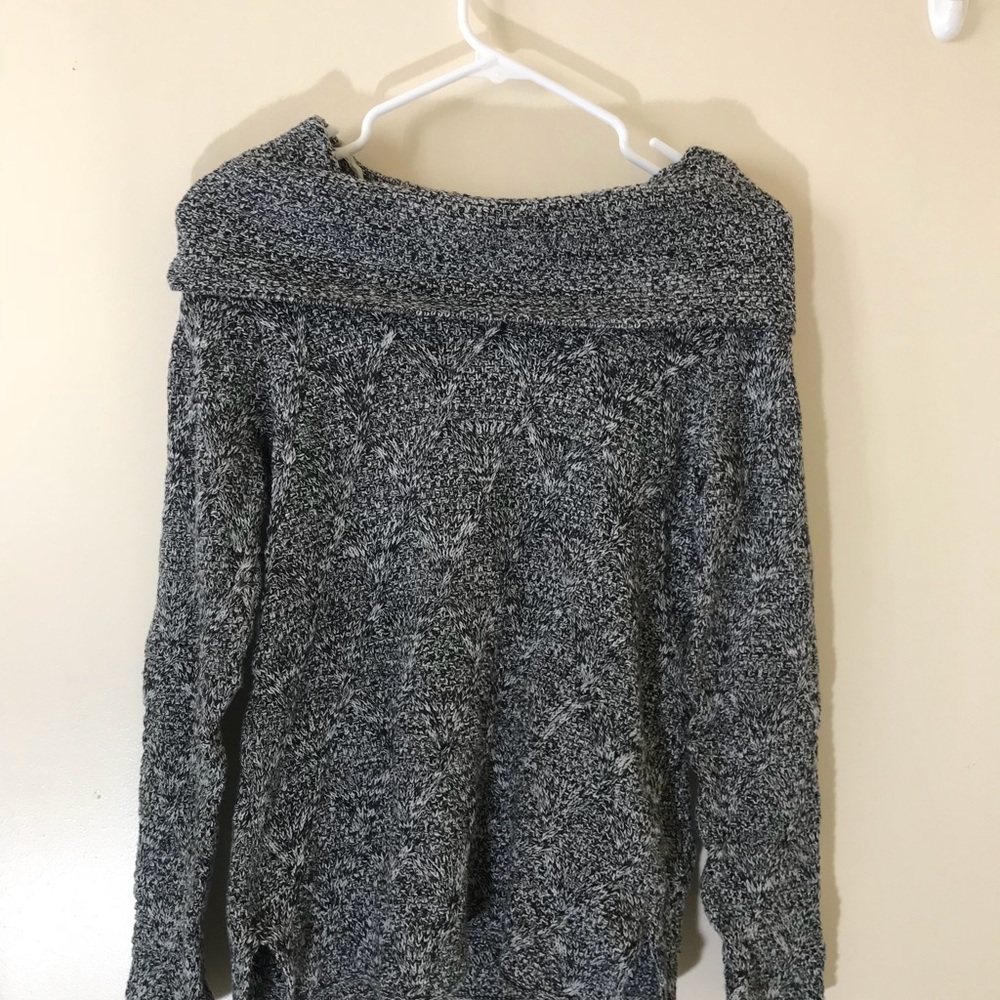 Off the shoulder grey sweater